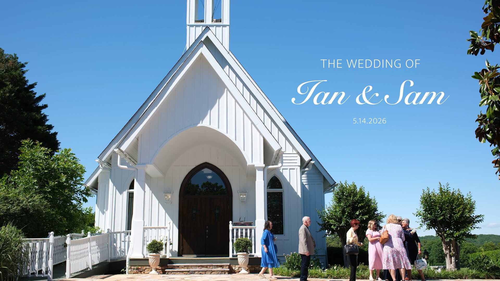 Title card from Ian and Sam&rsquo;s wedding film